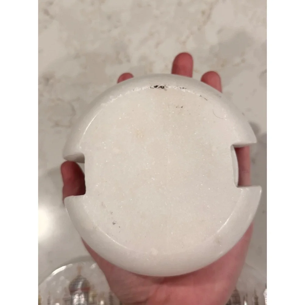 Rare Handmade White Marble Taj Mahal Indian Mother Of Pearl‎ Coaster Set of 6